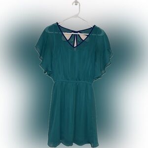 Express Flutter Sleeve Dress Butterfly Cutout - Green - Women’s XS